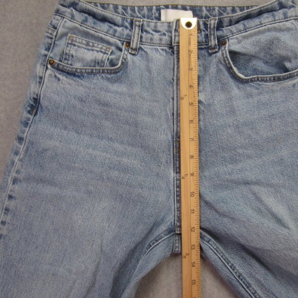 H&M Jeans Womens Size 8 Blue High Rise Wide Leg Raw Hem - Picture 6 of 13